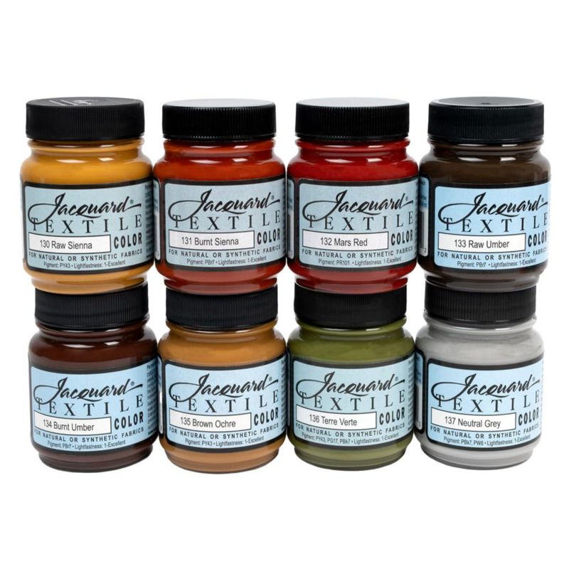 Pintura textil Jacquard – Set de 8 colores tonos tierra tarros de 64 ml