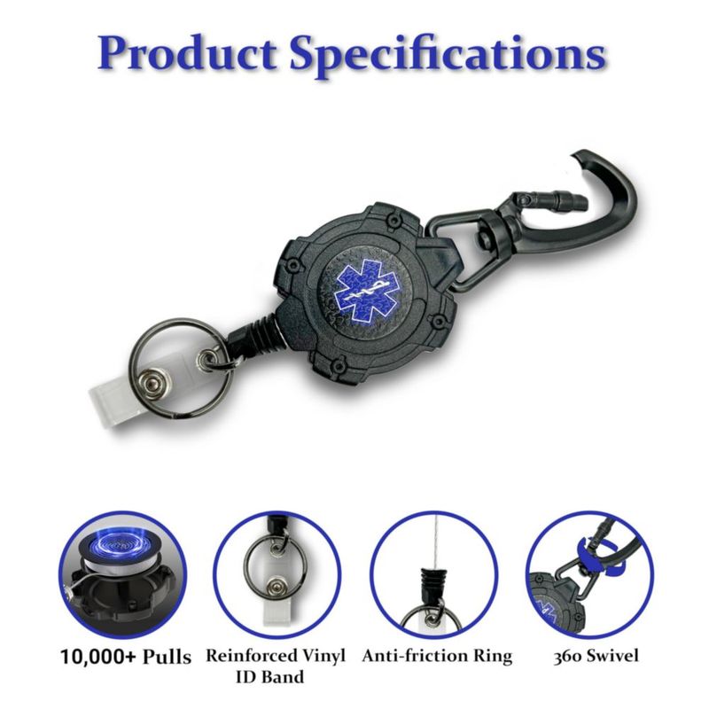 Carrete de credencial KISKIB 83 cm Cable de acero con Estrella de la Vida