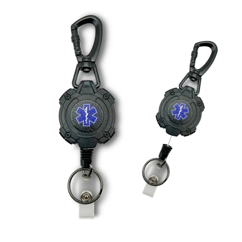 Carrete de credencial KISKIB 83 cm Cable de acero con Estrella de la Vida