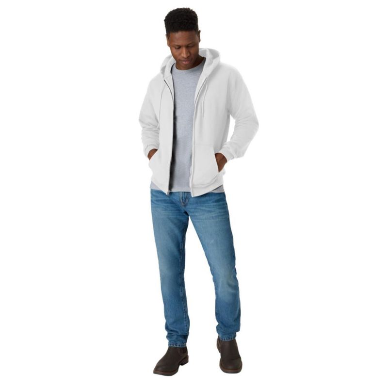 Sudadera con capucha Hanes XXL Blanca Eco-smart de cremallera completa