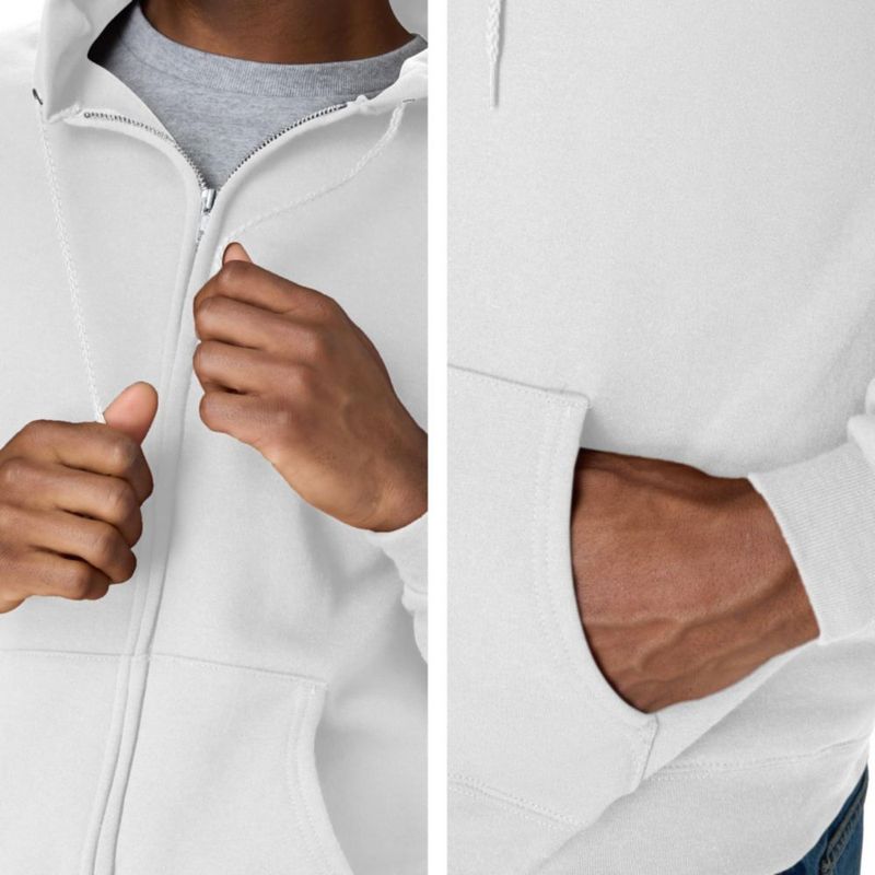 Sudadera con capucha Hanes XXL Blanca Eco-smart de cremallera completa