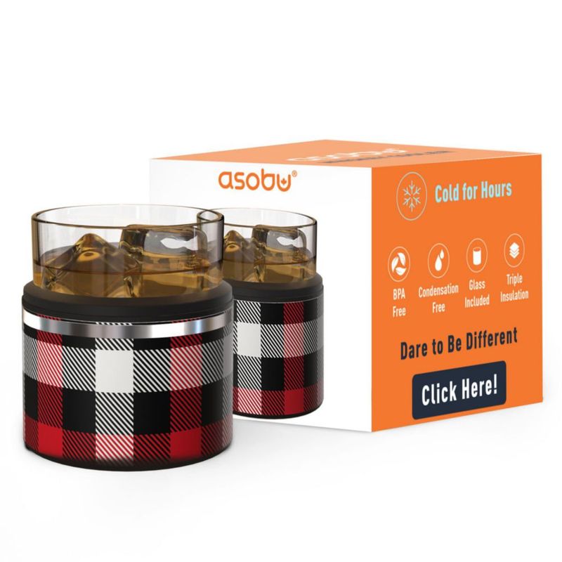Vaso de whisky Asobu 300 ml con funda aislante de acero inoxidable