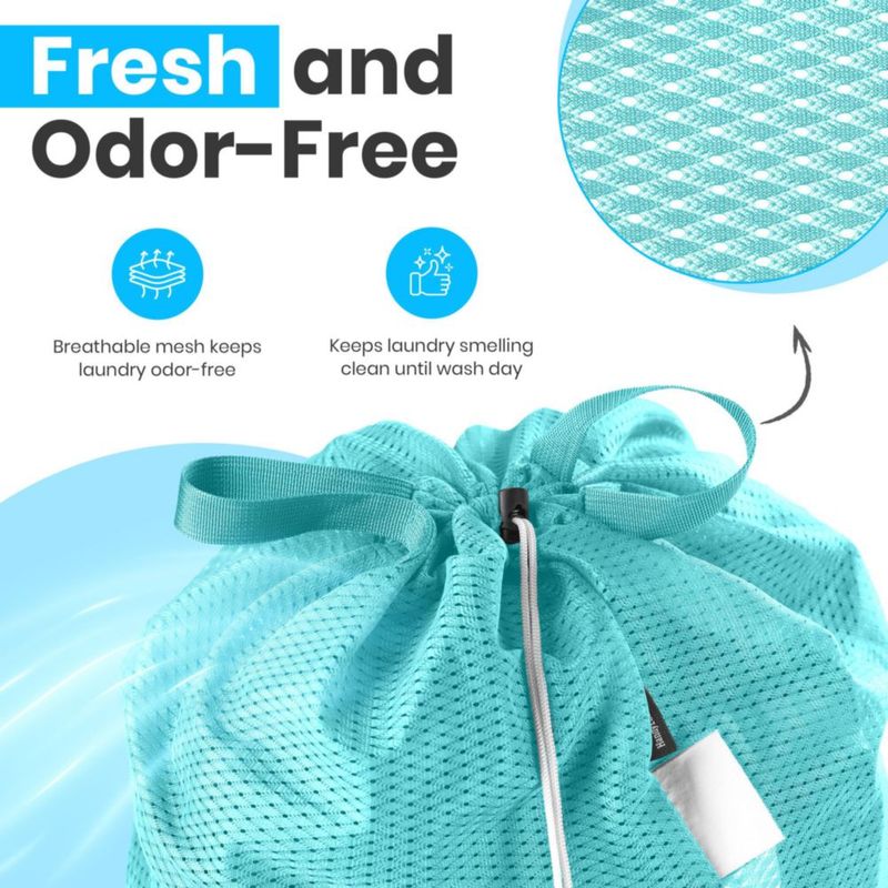 Bolsa de lavandería Handy Laundry 61 × 91 cm azul verdoso con correa de hombro