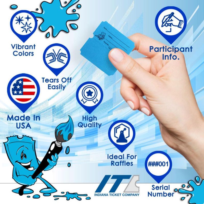 Boletos de rifa azul INDIANA TICKET CO. 1000/rollo