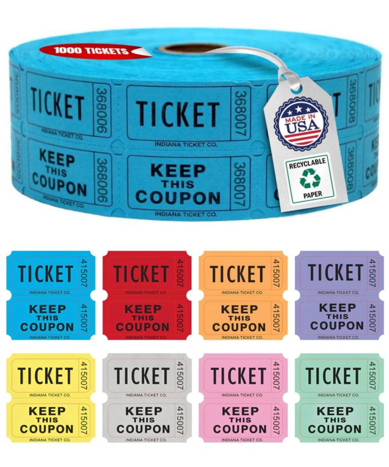 Boletos de rifa azul INDIANA TICKET CO. 1000/rollo
