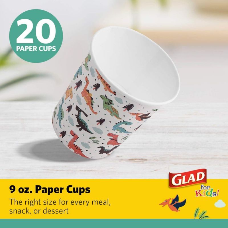 Vasos de Papel Glad 266 ml Dinosaurios - Pack de 60