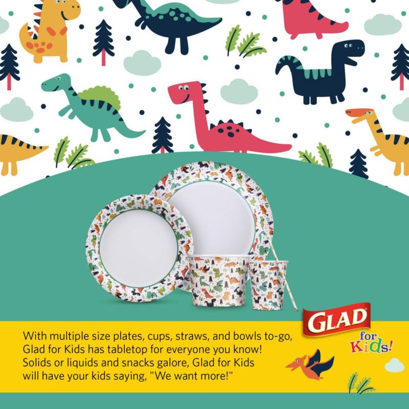 Vasos de Papel Glad 266 ml Dinosaurios - Pack de 60