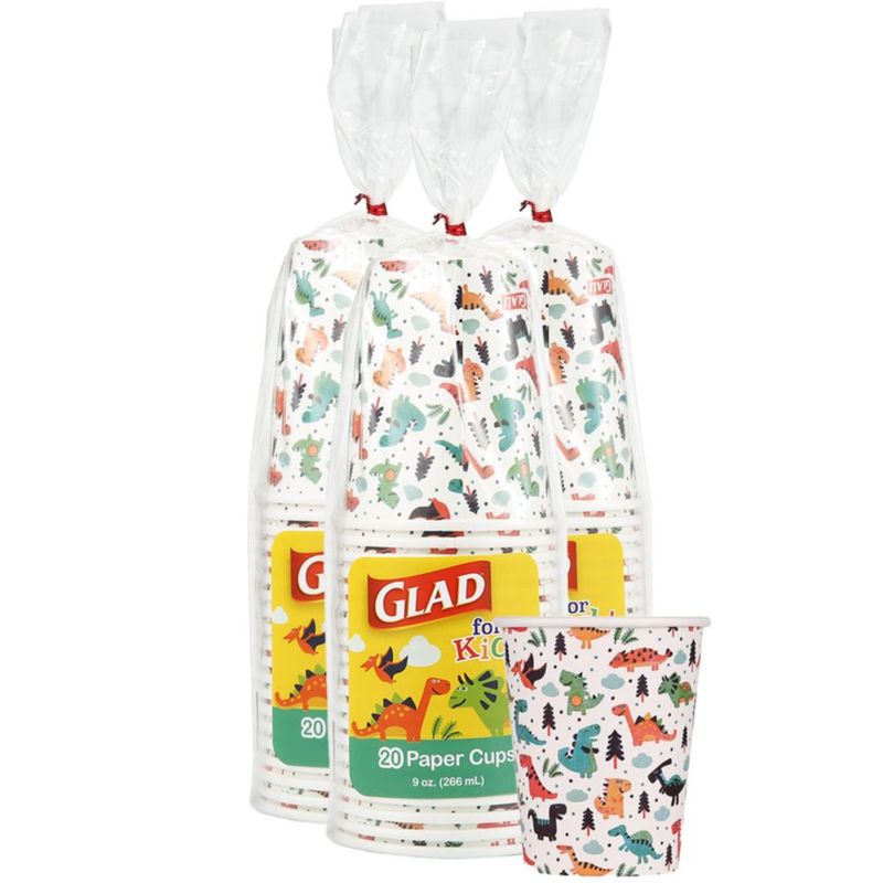 Vasos de Papel Glad 266 ml Dinosaurios - Pack de 60