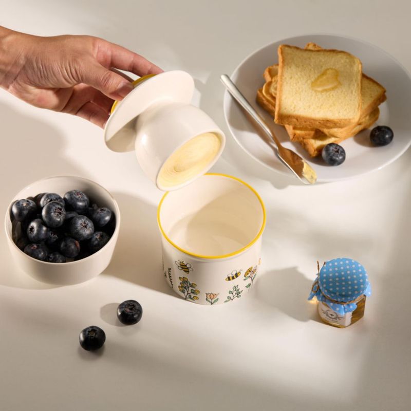 Cuchara mantequera KooK de cerámica con tapa – colección estilo granja