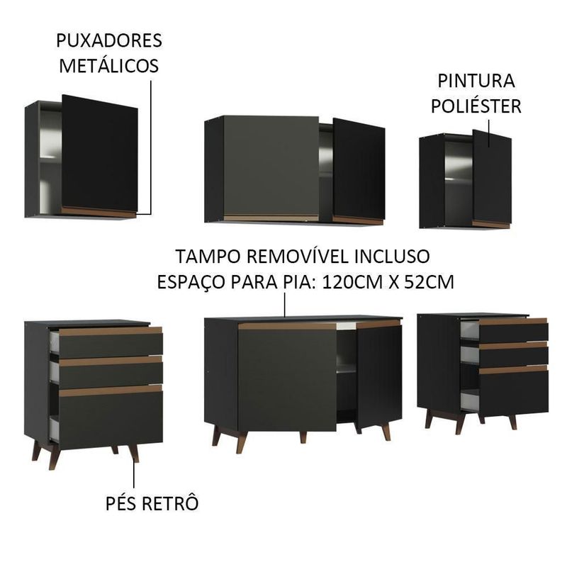 Cocina integral completa modular madesa reims 240cm negro 03