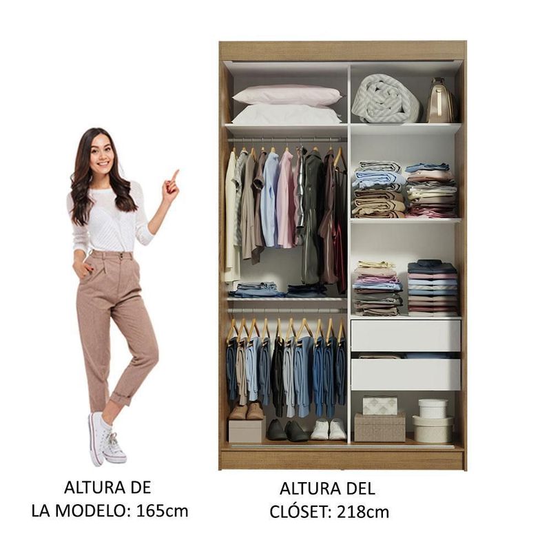Ropero closet madesa tokio 2 puertas con 1 espejo marrón