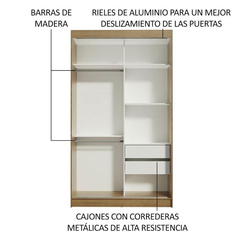 Ropero closet madesa tokio 2 puertas con 1 espejo marrón