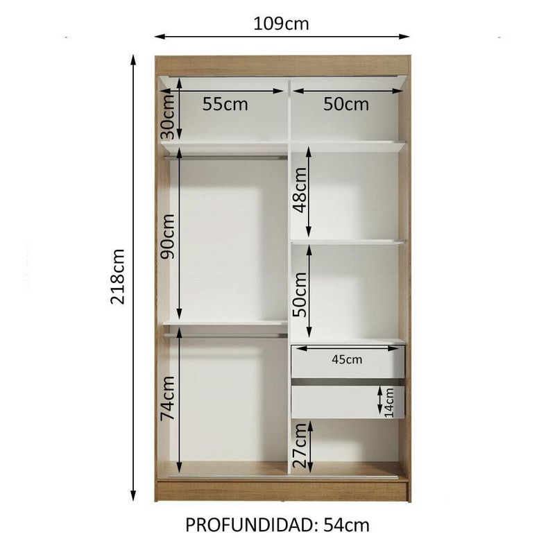 Ropero closet madesa tokio 2 puertas con 1 espejo marrón