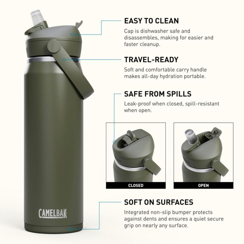 Botella de agua CamelBak 710 ml con pajilla abatible color musgo