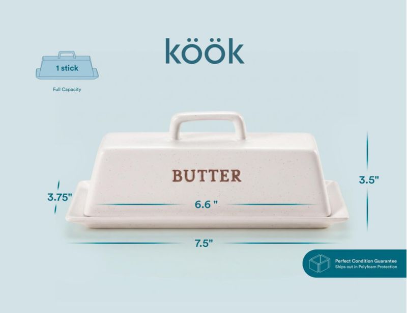 Cazuela para mantequilla KooK cerámica mate avena