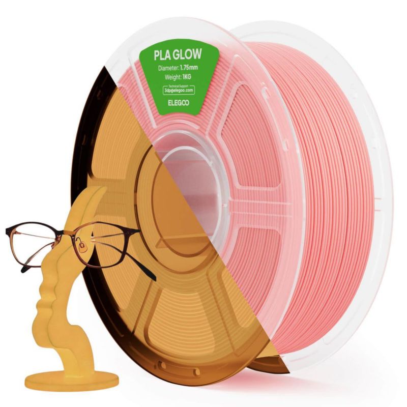 Filamento PLA ELEGOO 1 kg 175 mm Rosa que Brilla en la Oscuridad