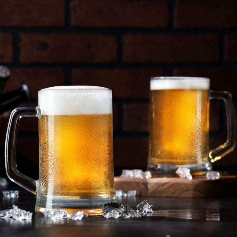Jarras de Cerveza KooK juego de 4 de 385 ml transparentes con asa