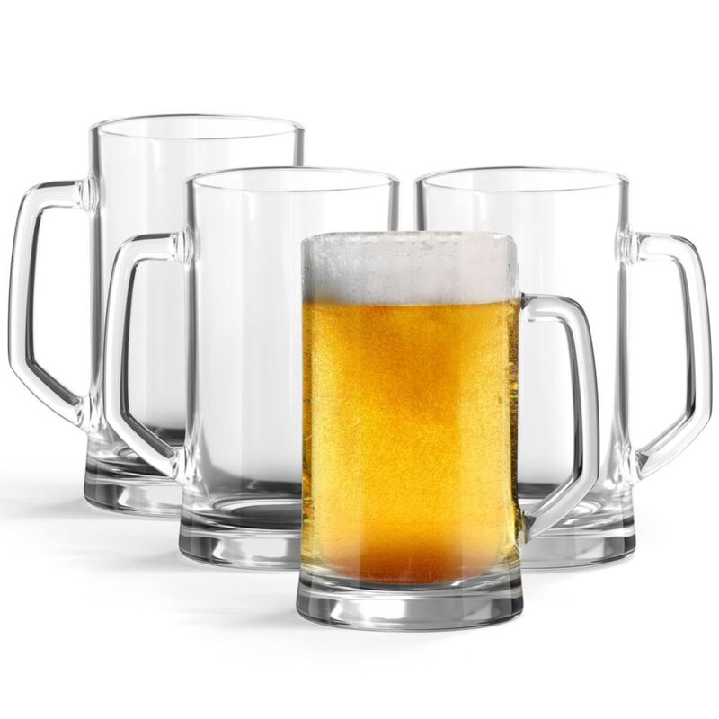 Jarras de Cerveza KooK juego de 4 de 385 ml transparentes con asa