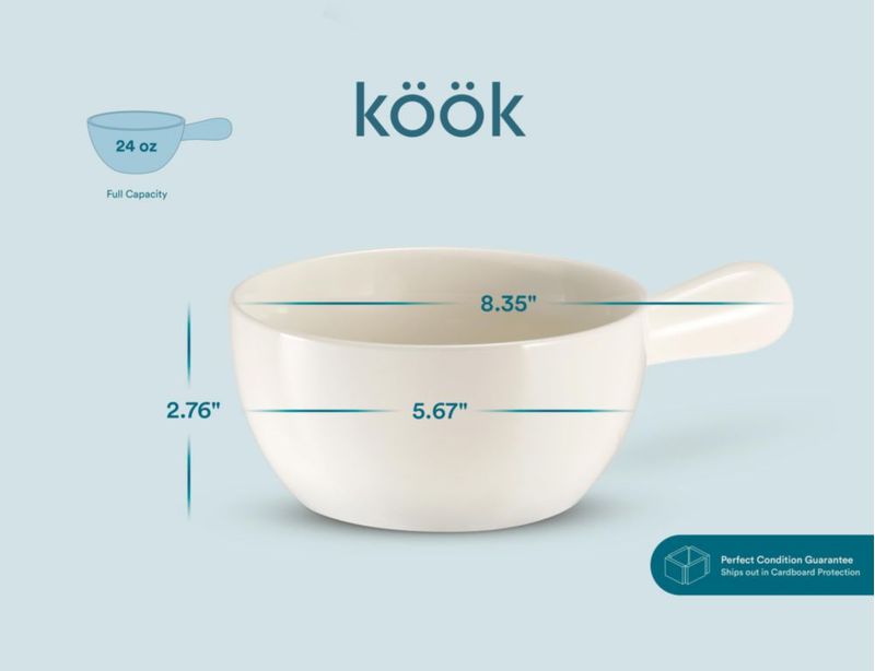 Cazuelas KooK 700 ml blancas juego de 4 con asa