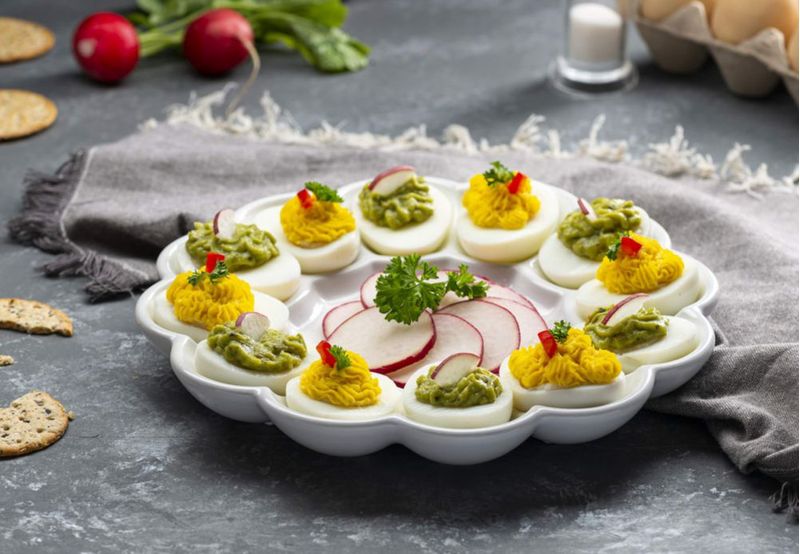 Bandeja de Huevos Rellenos KooK 25 cm Apta para Lavavajillas Blanca 12 Huevos