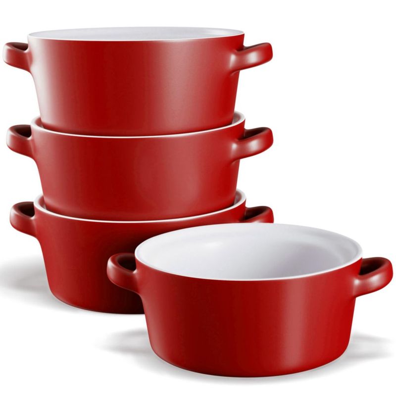 Cazuela de sopa KooK 510 ml juego de 4 rojo mate