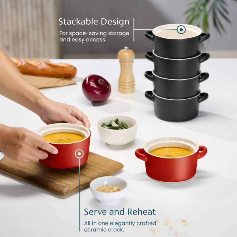 Cazuela de sopa KooK 510 ml juego de 4 rojo mate