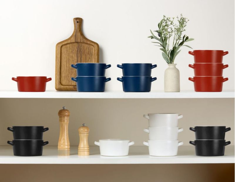 Cazuela de sopa KooK 510 ml juego de 4 rojo mate
