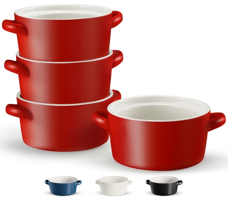 Cazuela de sopa KooK 510 ml juego de 4 rojo mate