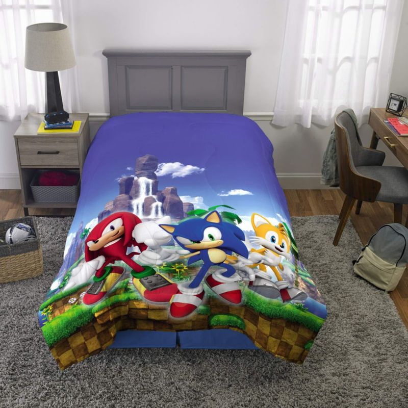 Edredón Franco Twin/Full de microfibra Sonic The Hedgehog