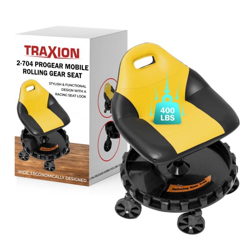 Asiento de Engranaje Traxion Amarillo Móvil Capacidad 180 kg
