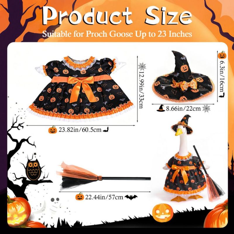 Conjunto de Disfraz de Ganso Mastom Halloween Bruja – 23 cm