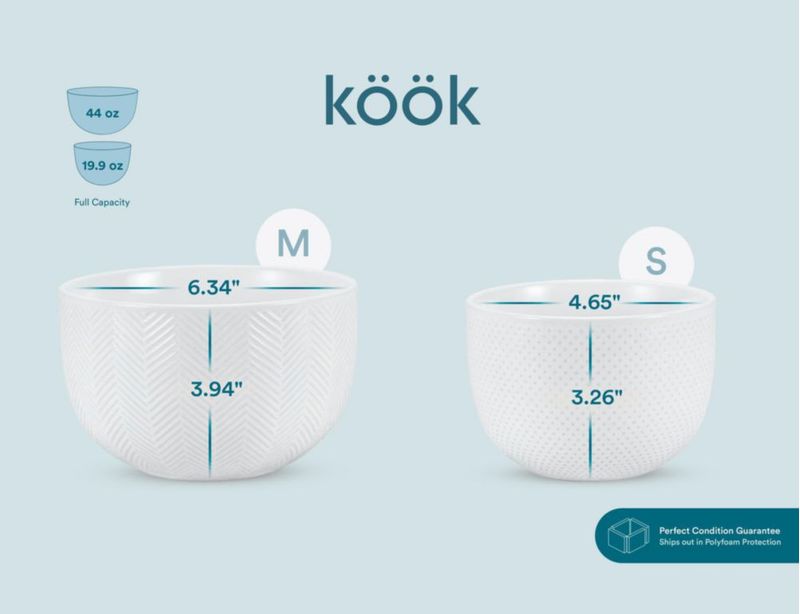 Juego de 4 cuencos anidados KooK con relieve de malvavisco