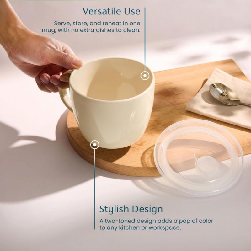 Taza para sopa KooK 710 ml con tapa juego de 2 color avena