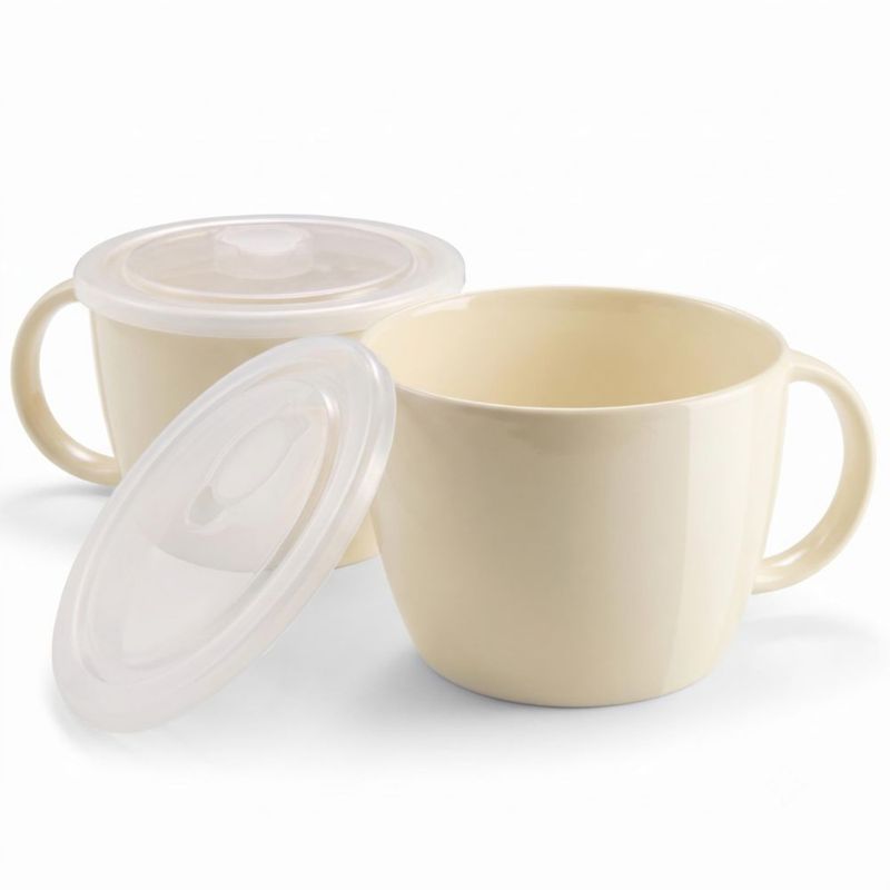 Taza para sopa KooK 710 ml con tapa juego de 2 color avena