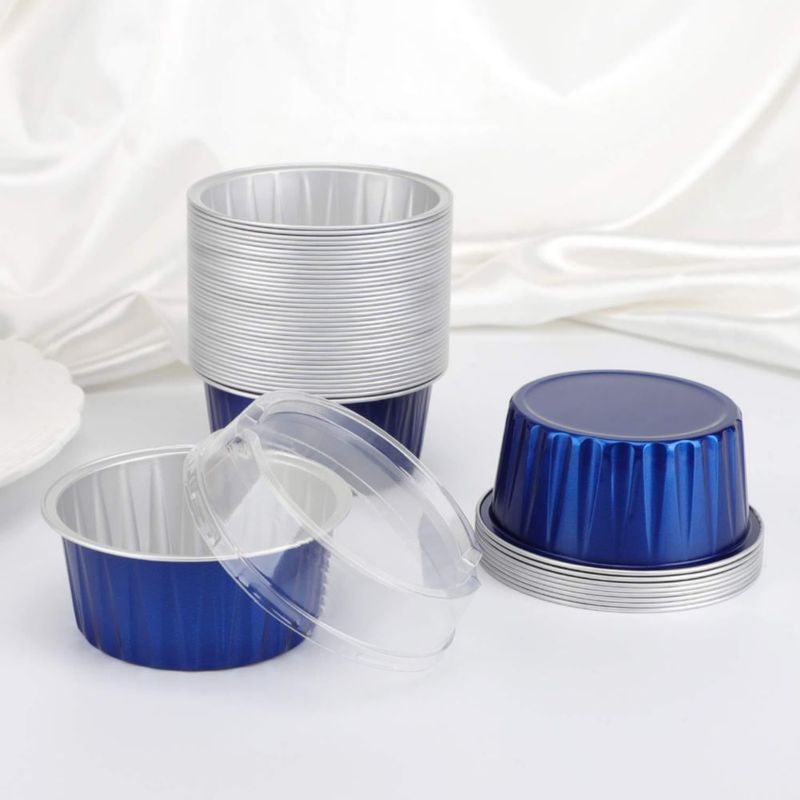 Tazas para cupcakes EUSOAR 5 oz 100 uds azul real con tapas