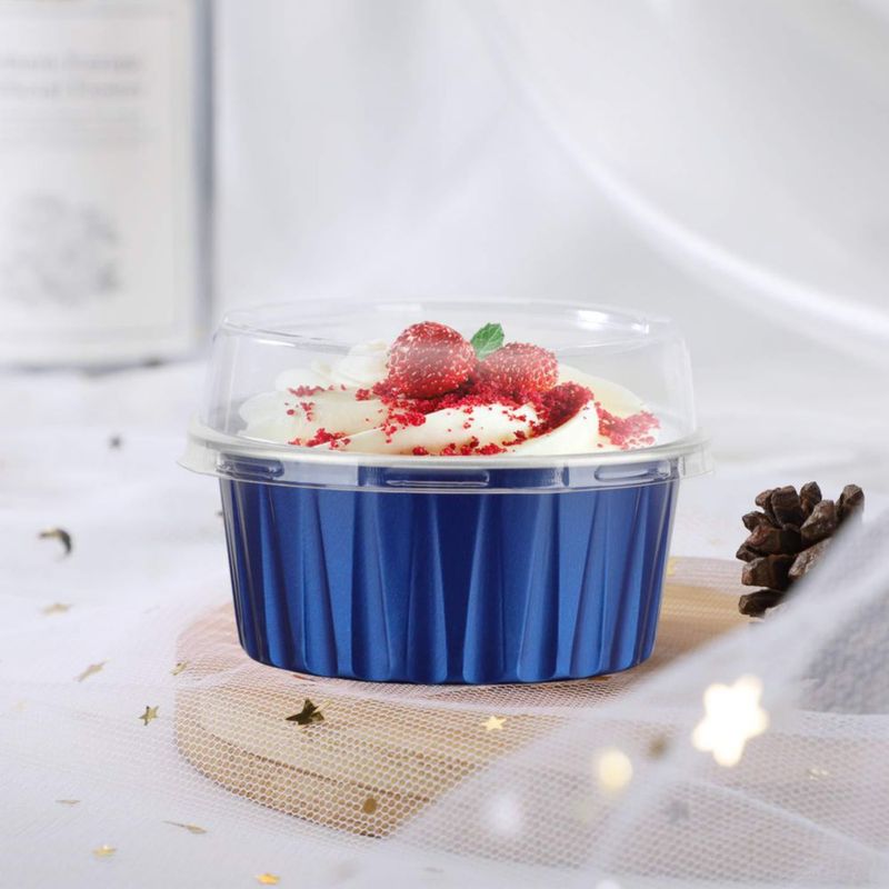 Tazas para cupcakes EUSOAR 5 oz 100 uds azul real con tapas