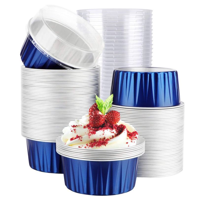 Tazas para cupcakes EUSOAR 5 oz 100 uds azul real con tapas