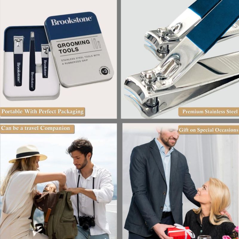 Set de cortaúñas Brookstone de acero inoxidable color azul marino