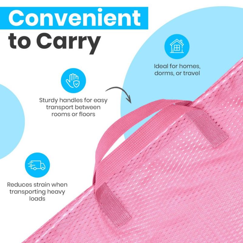 Bolsa de lavandería de malla resistente Handy Laundry 61 × 91 cm Rosa con correa de hombro