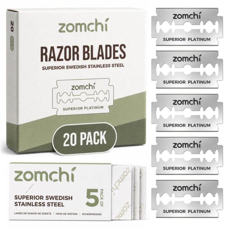 Cuchillas de afeitar ZOMCHI 20 unidades de acero inoxidable con recubrimiento de platino
