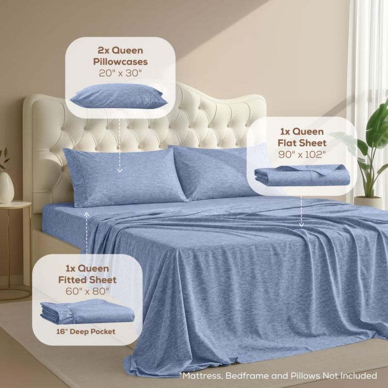 Juego de sábanas Utopia Bedding Queen 4 piezas color azul marino jaspeado