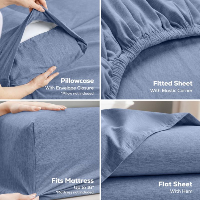 Juego de sábanas Utopia Bedding Queen 4 piezas color azul marino jaspeado