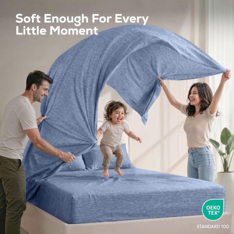 Juego de sábanas Utopia Bedding Queen 4 piezas color azul marino jaspeado