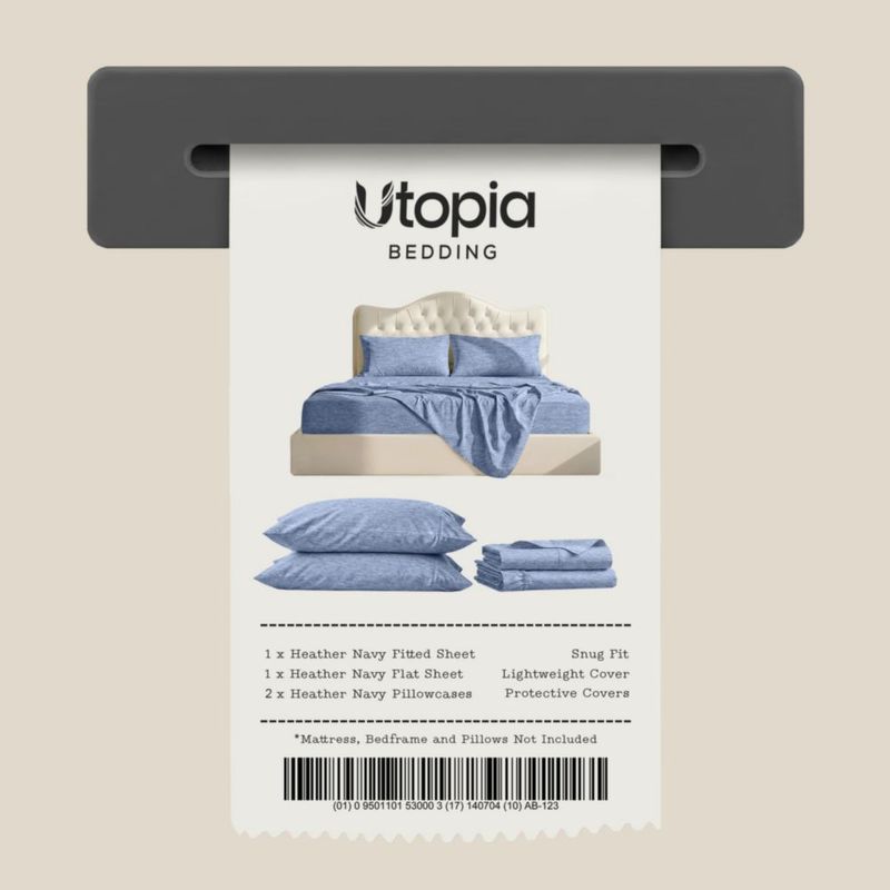 Juego de sábanas Utopia Bedding Queen 4 piezas color azul marino jaspeado