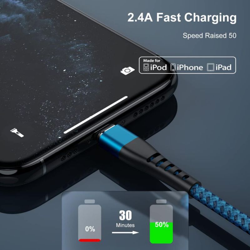 Cable USB a Lightning Essri 91 cm 2 piezas trenzado de nylon