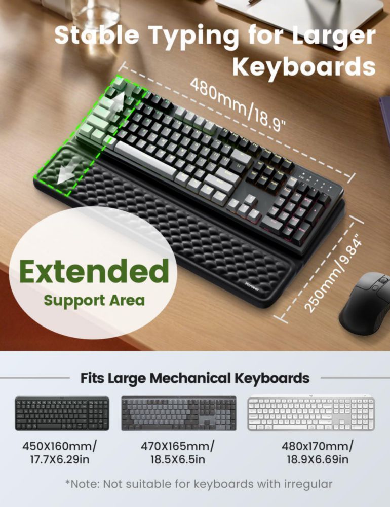 Reposamuñecas Ergonómico de Espuma de Memoria Vaydeer 48x25 cm