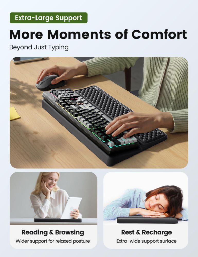 Reposamuñecas Ergonómico de Espuma de Memoria Vaydeer 48x25 cm