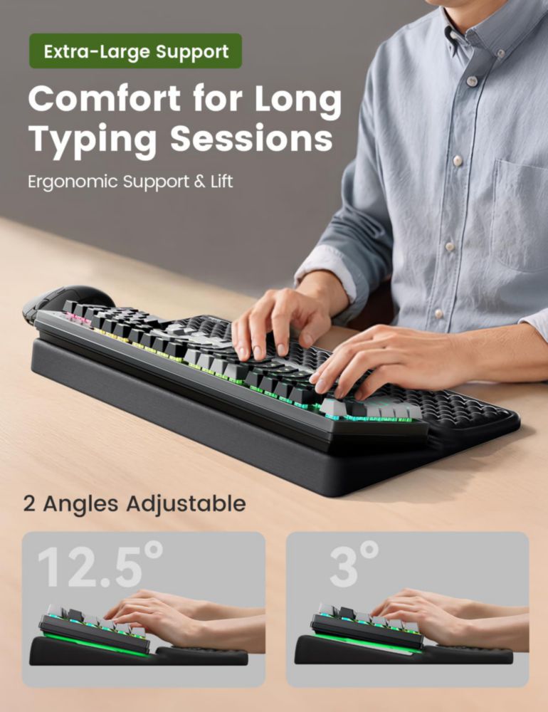 Reposamuñecas Ergonómico de Espuma de Memoria Vaydeer 48x25 cm