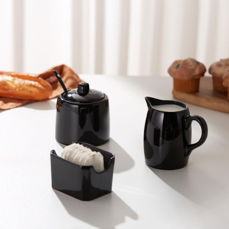 Set de Azúcar KooK de 3 piezas: Jarra y Cuenco negros