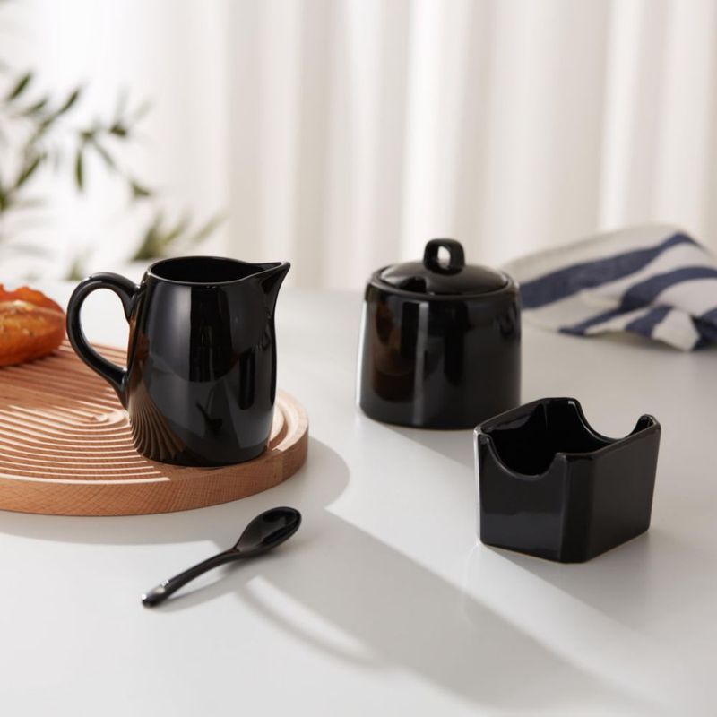 Set de Azúcar KooK de 3 piezas: Jarra y Cuenco negros